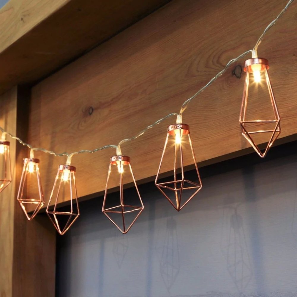 [BRAND NEW] Fairy lights with rose gold geometric shapes